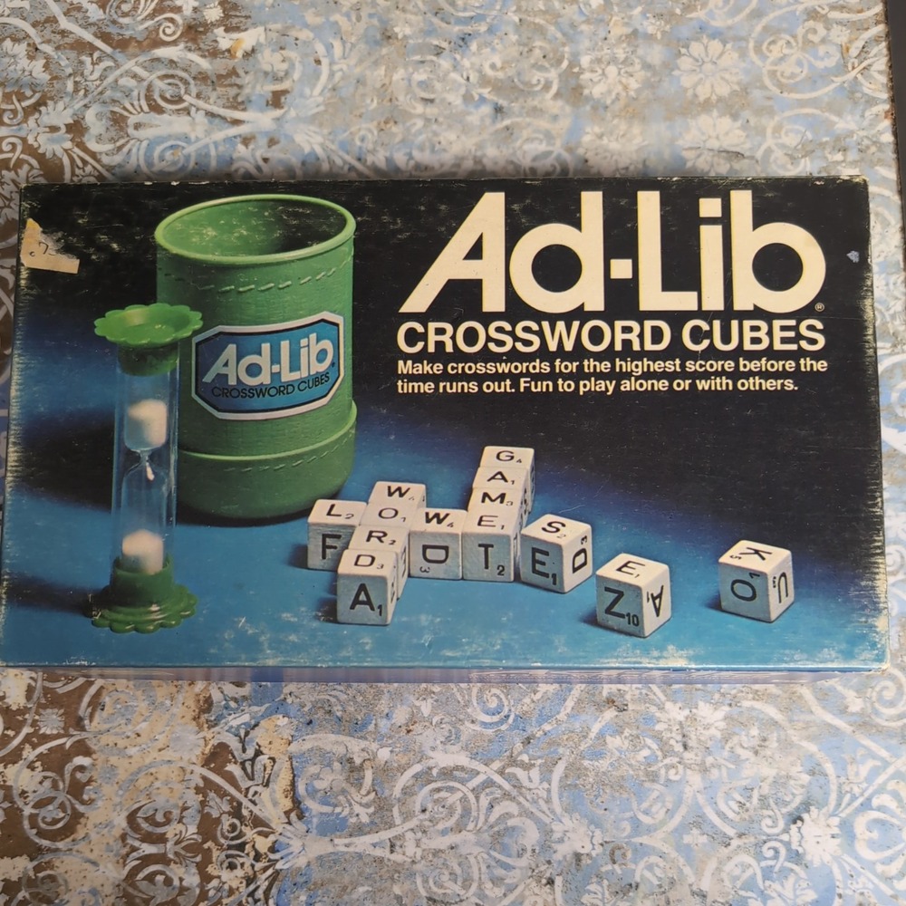Ad-Lib Crossword Cubes Vintage Word Game COMPLETE E.S. Lowe Milton Bradley 1963